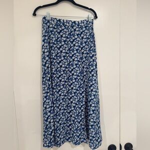 Blue Floral Midi Skirt | Size Small